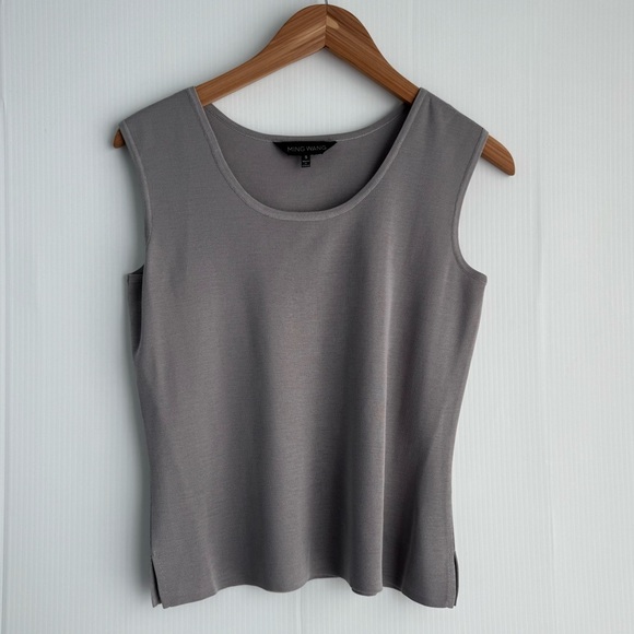 Ming Wang Black and Gray Striped cardigan Sweater w/ matching shell/tank size S - Picture 9 of 13